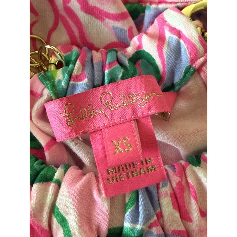 Lilly Pulitzer Bowen Try Your Zest Hslter Pink Blossom Gold ChaIn Size XS - Picture 5 of 6
